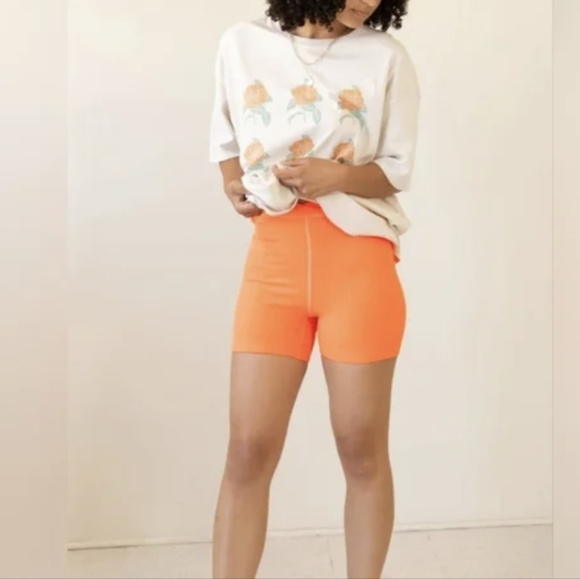 NWT Free People Burning Up Orange Women's Biker Shorts - Picture 3 of 6